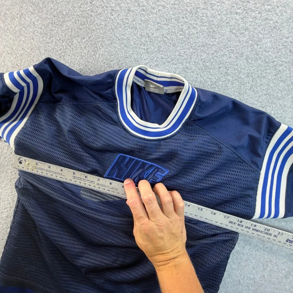 Nike Boys Navy Blue Mesh Long Sleeve Athletic Jersey Top Size M 10-12 Y2K Style